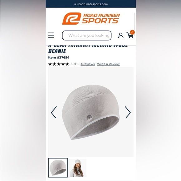 ?Road Runner Sports - Cream ThinKnit Merino Wool Beanie - OS main image 6